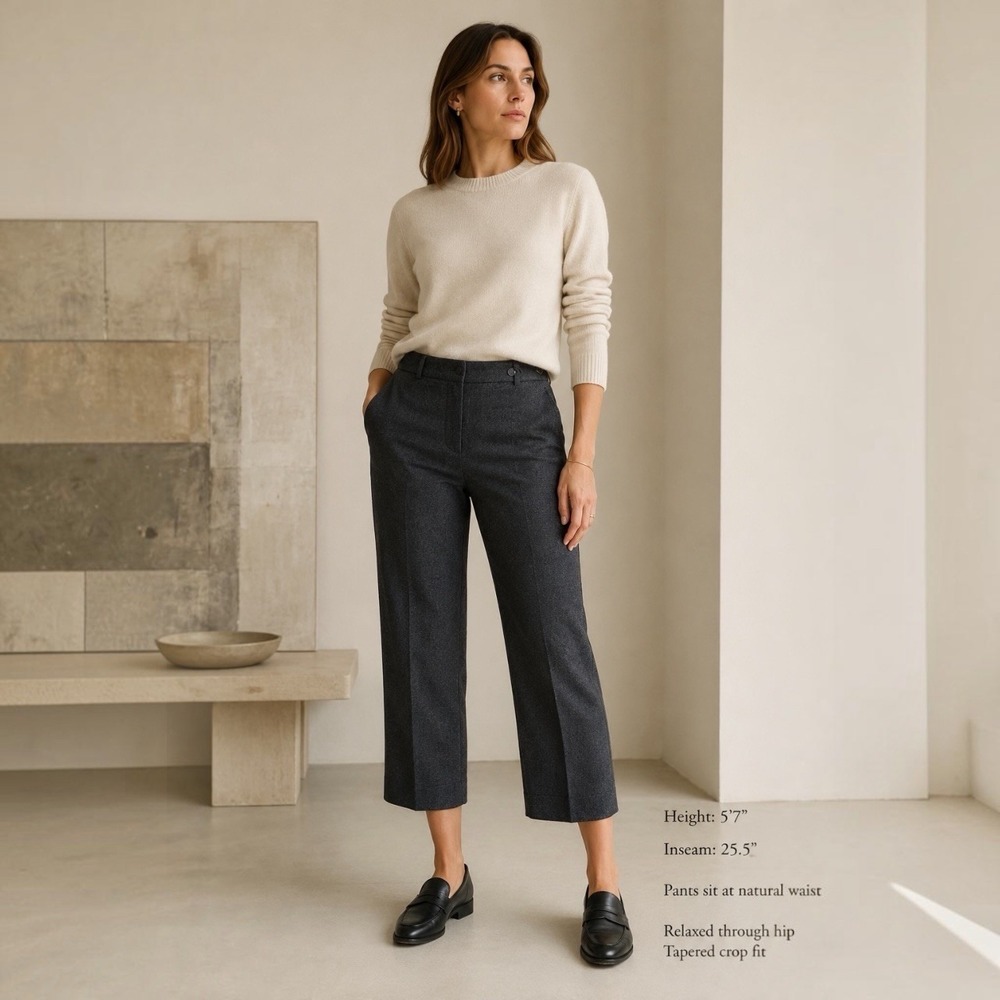 Piazza Sempione Kate Cropped Pants Gray Made Italy 30" Quiet Luxury